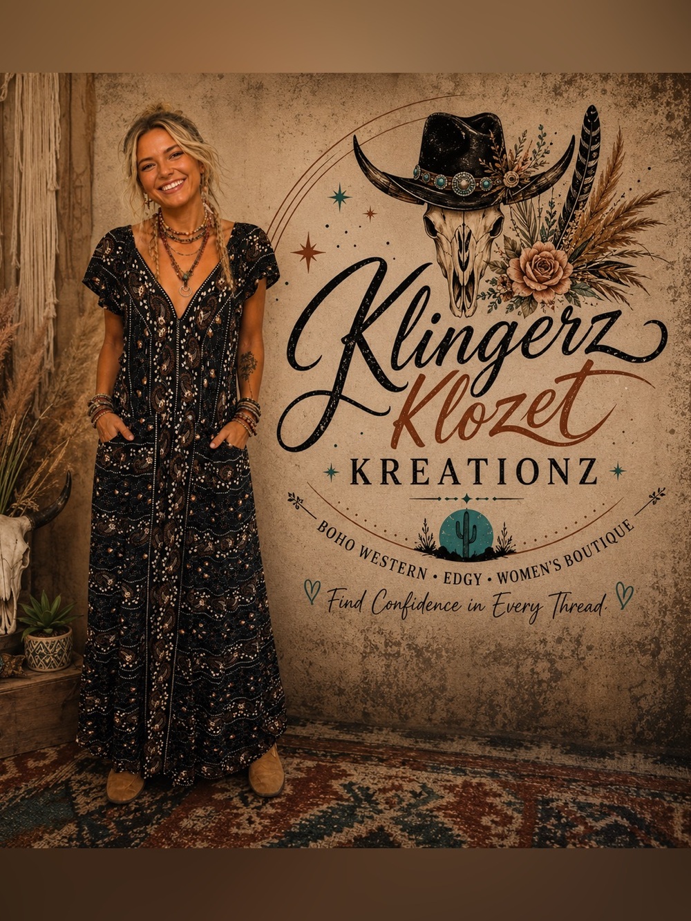 Black Bohemian maxi Dress by Angie